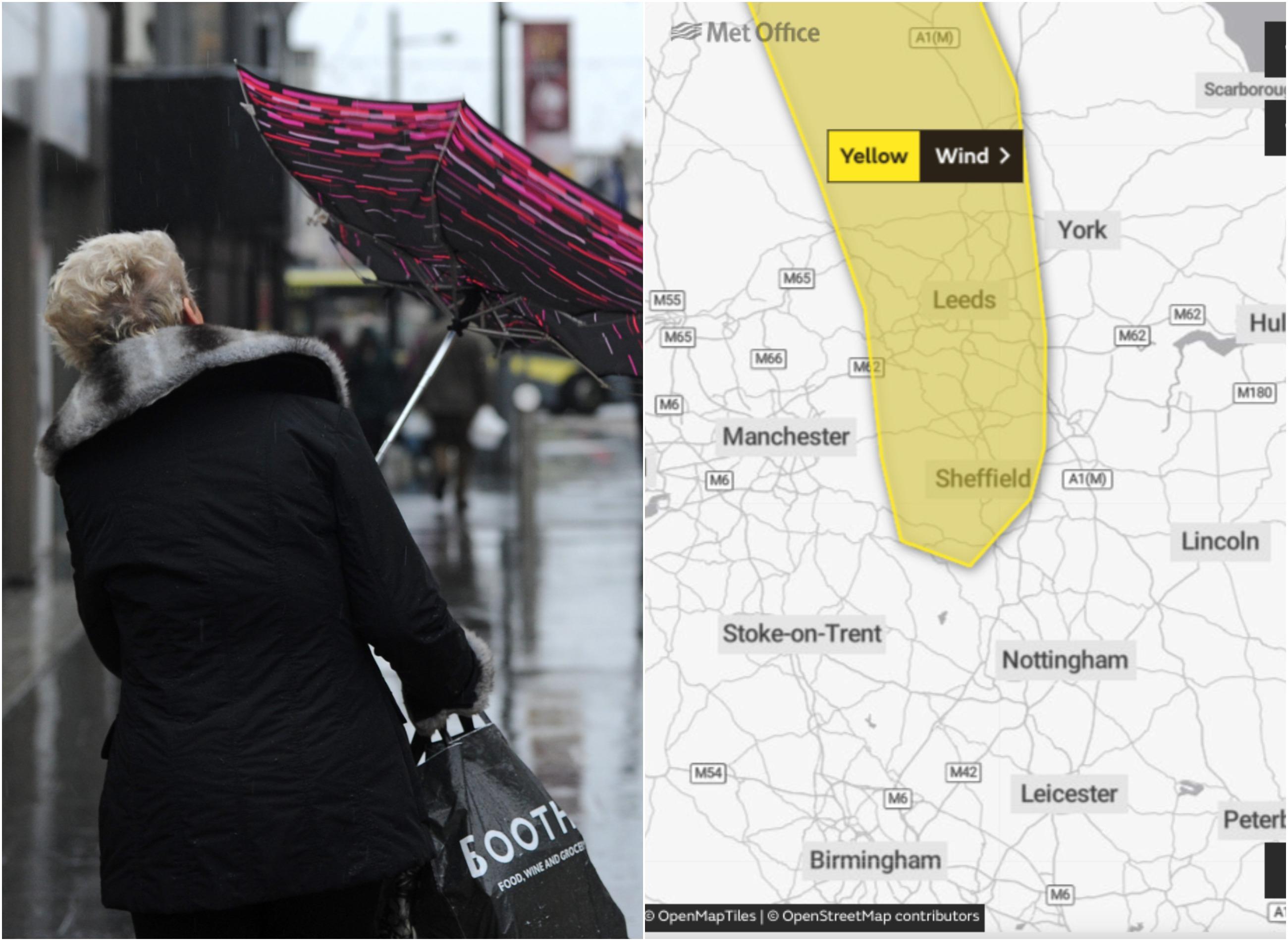 WEATHER WARNING Strong winds to batter Sheffield causing 'loss of